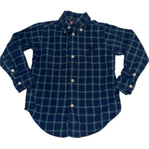 🔥 5 for $30 🔥 Chaps Boys’ Navy Plaid Long Sleeve Button-Up Shirt | 3T